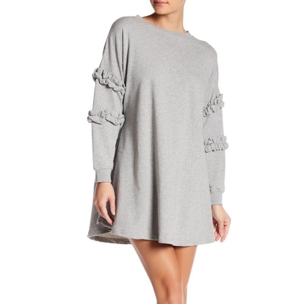 Solutions Grey Ruffle Sleeve Dress